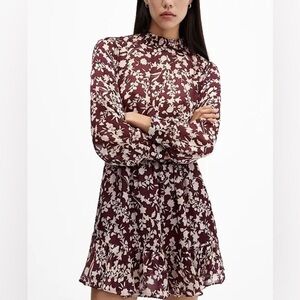 MANGO Mauve Floral Semi Sheer Mini Dress 0